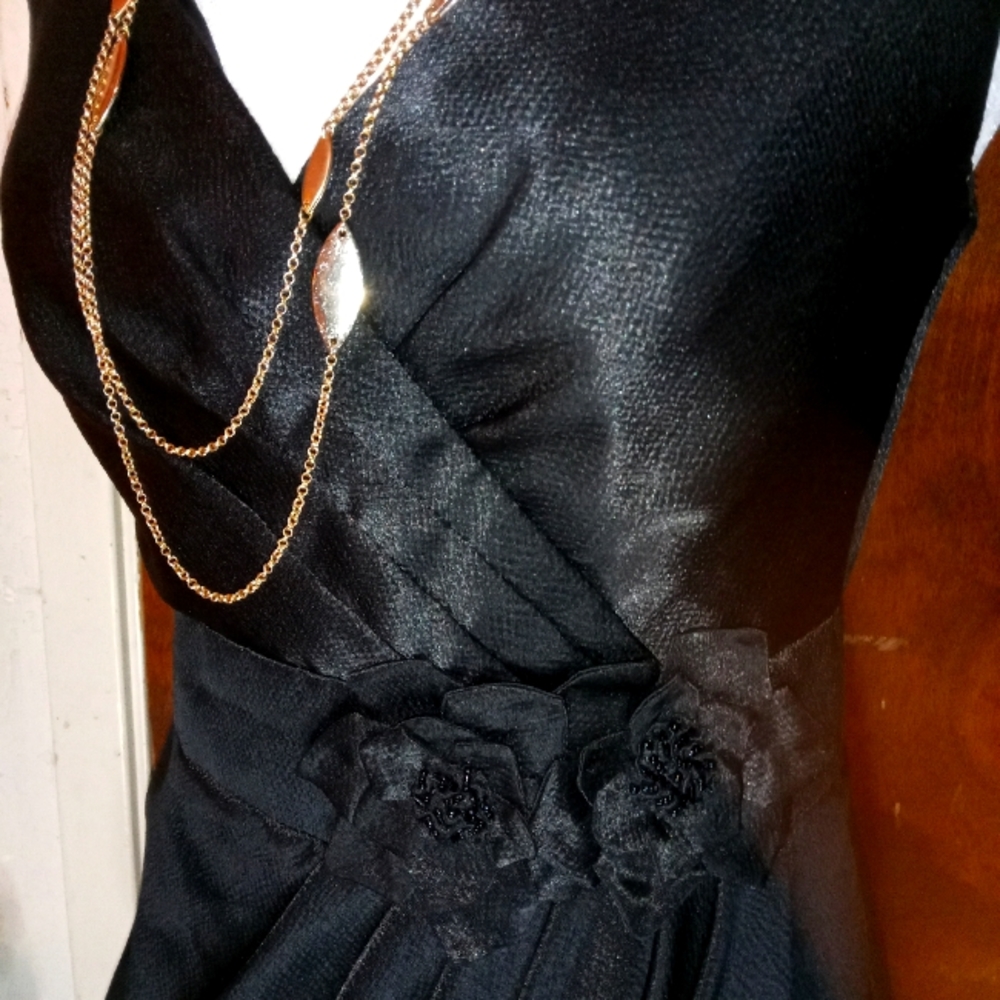 David's bridal shower little black dress flowers beaded pleated beautiful